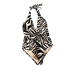 WHITE HOUSE BLACK MARKET zebra print one piece swimsuit Size Medium EUC